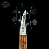 Headstock of Rickenbacker 4003S Jetglo Bass.