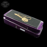 Left angle of Used Dunlop KH95X Kirk Hammett Purple Crybaby Wah Pedal TFW3801.