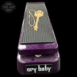 Back of Used Dunlop KH95X Kirk Hammett Purple Crybaby Wah Pedal TFW3801.