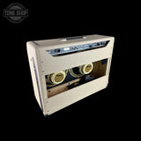 Guitar amplifier with visible brand logo on a black background