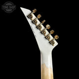 Back of headstock of Jackson Custom Shop USA Special Edition Rhoads Snow White/Black Pins.