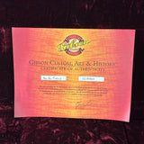 Gibson Custom, Art & Historic Certificate of Authenticity on a dark textured background
