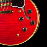 Front detail of Gibson Custom Limited Edition 1960 ES-355 Sixties Cherry Light Aged.