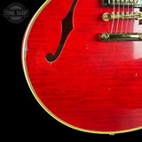 Front detail of Gibson Custom Limited Edition 1960 ES-355 Sixties Cherry Light Aged.