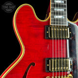 Front detail of Gibson Custom Limited Edition 1960 ES-355 Sixties Cherry Light Aged.