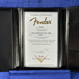 Certificate of authenticity for Fender Custom Shop TSG Exclusive 1962 Jazzmaster Chambered Seminole Red.