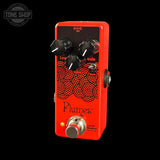 Front of EarthQuaker Devices Plumes Jr MOSFET Mod Tone Shop Custom Candy Apple.