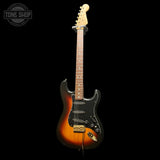 Full frontal of Used 2008 Fender Deluxe Player Stratocaster 3-Color Sunburst TFW3925.