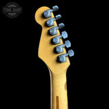 Back of headstock of Used 1989 Fender Strat Plus.
