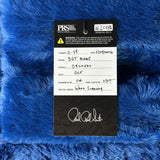 Guitar brand label on a blue textured background