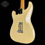 Back angle of Used 2018 Fender Eric Johnson Thinline Strat Vintage White.