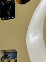 Ding on back of Used 2018 Fender Eric Johnson Thinline Strat Vintage White.