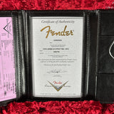 Fender certificate of authenticity on a red and black background