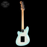 A light blue electric guitar shown from the back against a solid black background, with a Tone Shop watermark in the top-left corner.