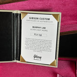 Gibson Custom Certificate of Authenticity for Murphy Lab Ultra Light Aging on a pink background