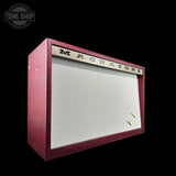 Front angle of Magnatone TSG Exclusive Twilighter Stereo Red Croc/White 2X12 Tube Amp Combo.