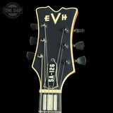 Guitar headstock with 'EVH' branding on a black background