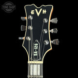 Guitar headstock with 'EVH' branding on a black background