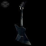 A glossy black electric guitar shown from the back against a solid black background, with a Tone Shop watermark in the upper left corner.