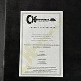 Charvel Custom Shop certificate on a black background