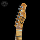 Headstock of Used Gregg Deluxe T-Style Gold Sparkle.