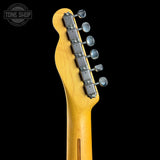 Back of headstock of Used 2023 Fender JV Modified 60s Custom Telecaster Firemist Gold.