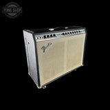 Fender guitar amplifier on a black background with 'Tone Shop' logo.