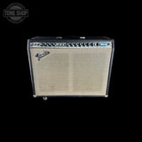 Fender guitar amplifier on a black background with 'Tone Shop' logo.