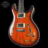 Front angle of Used 2024 PRS SE Hollowbody Piezo Sunburst.