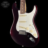 Front angle of Used 2015 Fender American Standard RW Mystic Red.