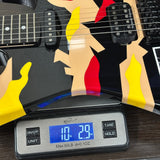 Closeup of ESP Original Series George Lynch Kamikaze 1 w/case E2580242 on a scale weighing 10 lbs 2.9 oz
