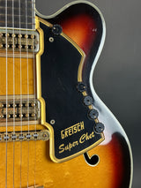 Pickguard of Vintage 1972 Gretsch Super Chet Sunburst.