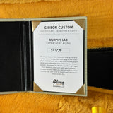 Gibson Custom Certificate of Authenticity for Murphy Lab Ultra Light Aging on a yellow background
