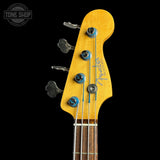 Headstock of Used 2008 Fender American Vintage '62 Precision Bass Sunburst.