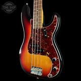 Front angle of Used 2008 Fender American Vintage '62 Precision Bass Sunburst.