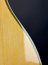 Ding on body of Used Martin Custom Shop OM-28 Adirondack / Wild East Indian Rosewood.