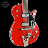 Front angle of Gretsch USA Custom Shop 1959 Penguin Relic Western Red.
