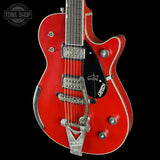 Front angle of Gretsch USA Custom Shop 1959 Penguin Relic Western Red.