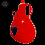 Back angle of Gretsch USA Custom Shop 1959 Penguin Relic Western Red.
