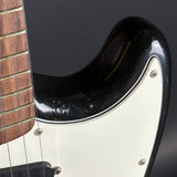 Wear on body of Vintage 1974 Fender Mustang 3 Color Sunburst.