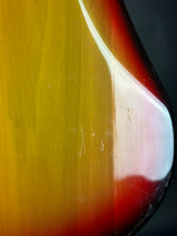 Wear on back of Vintage 1974 Fender Mustang 3 Color Sunburst.