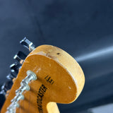 Wear on headstock of Vintage 1974 Fender Stratocaster Sunburst.