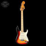Full front of Vintage 1974 Fender Stratocaster Sunburst.