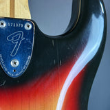 Wear on back of Vintage 1974 Fender Stratocaster Sunburst.