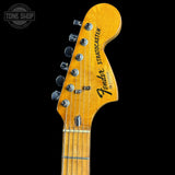 Headstock of Vintage 1979 Fender Stratocaster Hardtail Sunburst w/non-original case.