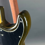 Wear on horn of Vintage 1979 Fender Stratocaster Hardtail Sunburst w/non-original case.