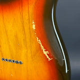 Wear on back of Vintage 1979 Fender Stratocaster Hardtail Sunburst w/non-original case.