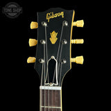 Headstock of Gibson Custom Limited 64 SG Standard Korina Antique Natural Maestro Vibrola VOS.