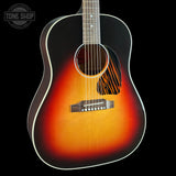 Front angle of Gibson Custom Made 2 Measure J-45 Standard Long Scale Vintage Sunburst.
