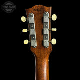 Back of headstock of Vintage 1965 Gibson LG-1 Sunburst Factory Double Pickguard.